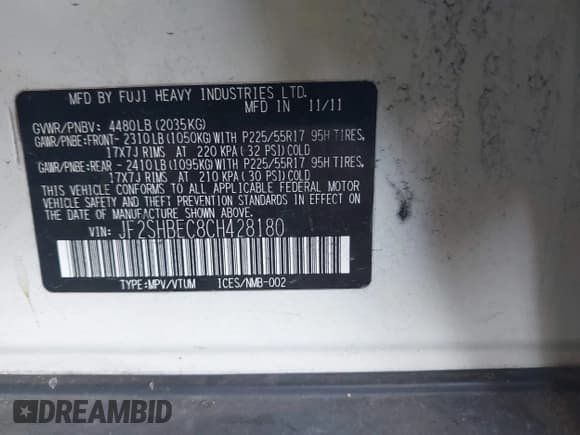 ✅ 2012 Subaru Forester X Limited • VIN: JF2SHBEC8CH428180 • Лот: 43560861. Опубликован ранее на IAAI с пробегом 206 605 миль. Бесплатный доступ к архиву аукционных продаж из США и подробный отчёт об истории автомобиля на DreamBid. Изображение 9.