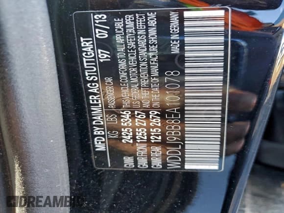 ✅ 2014 Mercedes-Benz CLS 550 • VIN: WDDLJ9BB8EA101078 • Lot: 94279635. Listed on Copart with 134,428 mi. Free auction sales archive from the USA and detailed vehicle history report at DreamBid. Image 12.