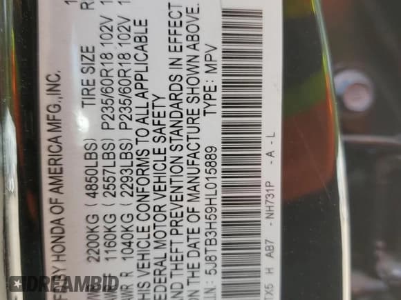 ✅ 2017 Acura RDX Technology • VIN: 5J8TB3H59HL015889 • Lot: 81759495. Listed on Copart with 107,420 mi. Free auction sales archive from the USA and detailed vehicle history report at DreamBid. Image 14.