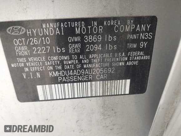 ✅ 2010 Hyundai Elantra GLS • VIN: KMHDU4AD9AU205692 • Лот: 42780899. Опубликован ранее на IAAI с пробегом 118 854 миль. Бесплатный доступ к архиву аукционных продаж из США и подробный отчёт об истории автомобиля на DreamBid. Изображение 9.