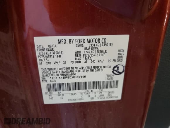 ✅ 2014 Ford F-150 XL • VIN: 1FTFX1EF9EKF52116 • Lot: 55934075. Listed on Copart with 157,297 mi. Free auction sales archive from the USA and detailed vehicle history report at DreamBid. Image 12.