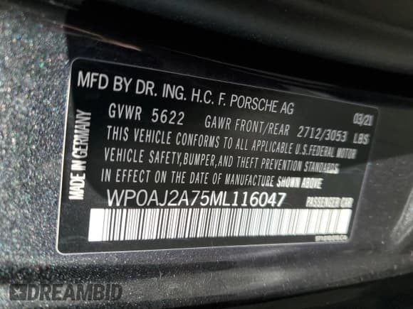 ✅ 2021 Porsche Panamera • VIN: WP0AJ2A75ML116047 • Лот: 48118405. Опубликован ранее на Copart с пробегом 41 823 миль. Бесплатный доступ к архиву аукционных продаж из США и подробный отчёт об истории автомобиля на DreamBid. Изображение 12.