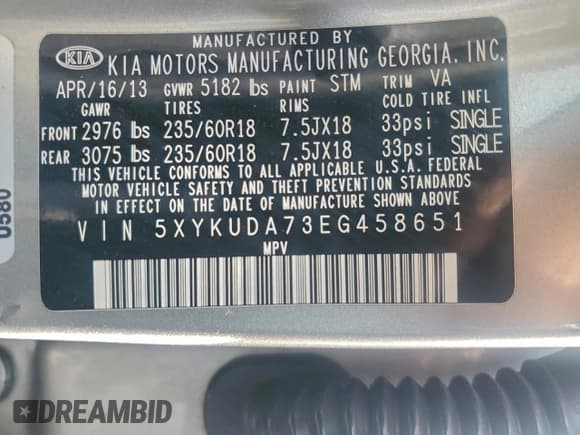 ✅ 2014 Kia Sorento EX • VIN: 5XYKUDA73EG458651 • Лот: 95087555. Опубликован ранее на Copart с пробегом 176 920 миль. Бесплатный доступ к архиву аукционных продаж из США и подробный отчёт об истории автомобиля на DreamBid. Изображение 13.
