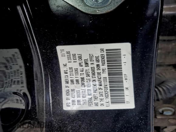 ✅ 2015 Honda Accord Sport • VIN: 1HGCR2F5XFA110558 • Lot: 92590285. Listed on Copart with 131,872 mi. Free auction sales archive from the USA and detailed vehicle history report at DreamBid. Image 12.