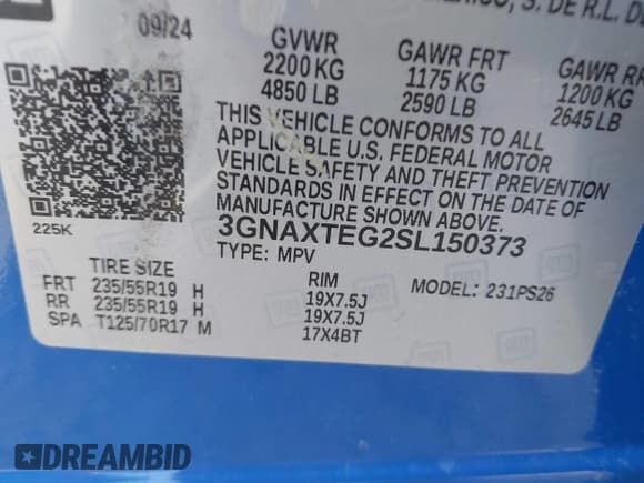 ✅ 2025 Chevrolet Equinox AWD RS • VIN: 3GNAXTEG2SL150373 • Лот: 42932307. Опубликован ранее на IAAI с пробегом 5 379 миль. Бесплатный доступ к архиву аукционных продаж из США и подробный отчёт об истории автомобиля на DreamBid. Изображение 9.