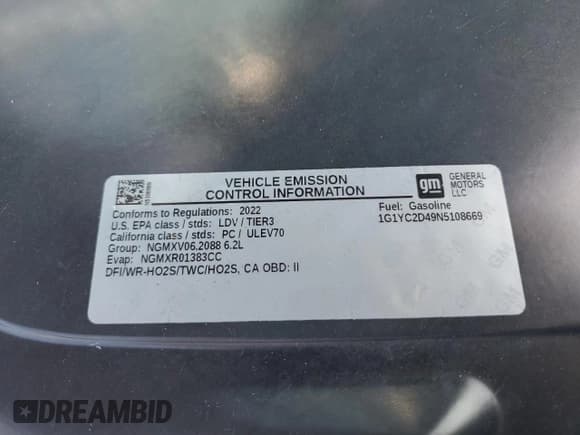 ✅ 2022 Chevrolet Corvette 3LT • VIN: 1G1YC2D49N5108669 • Лот: 66713875. Опубликован ранее на Copart с пробегом 30 412 миль. Бесплатный доступ к архиву аукционных продаж из США и подробный отчёт об истории автомобиля на DreamBid. Изображение 12.