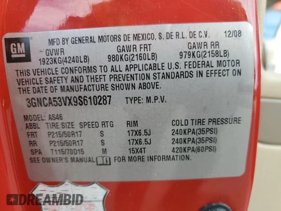 ✅ 2009 Chevrolet HHR 2LT • VIN: 3GNCA53VX9S610287 • Lot: 87589805. Listed on Copart with 228,982 mi. Free auction sales archive from the USA and detailed vehicle history report at DreamBid. Image 13.