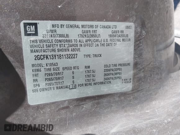 ✅ 2008 Chevrolet Silverado 1500 LTZ • VIN: 2GCFK13Y181132227 • Lot: 41785368. Listed on IAAI with 313,033 mi. Free auction sales archive from the USA and detailed vehicle history report at DreamBid. Image 9.