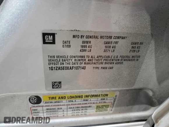 2010 Chevrolet Malibu 1FL z VIN 1G1ZA5E0XAF107140, wystawiony jako Copart lot #61450434 z przebiegiem 147 301 mil mil oraz Szkoda całkowita • Salvage title. Historia ofert i sprzedaży dostępna na DreamBid. Obrazek 13.