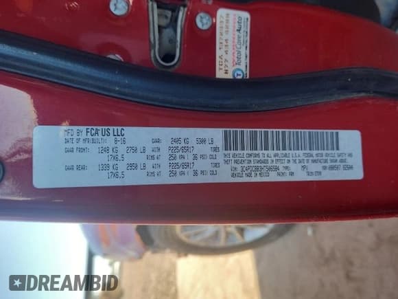 ✅ 2017 Dodge Journey SXT • VIN: 3C4PDCBB3HT506584 • Lot: 82524605. Listed on Copart with 147,005 mi. Free auction sales archive from the USA and detailed vehicle history report at DreamBid. Image 12.