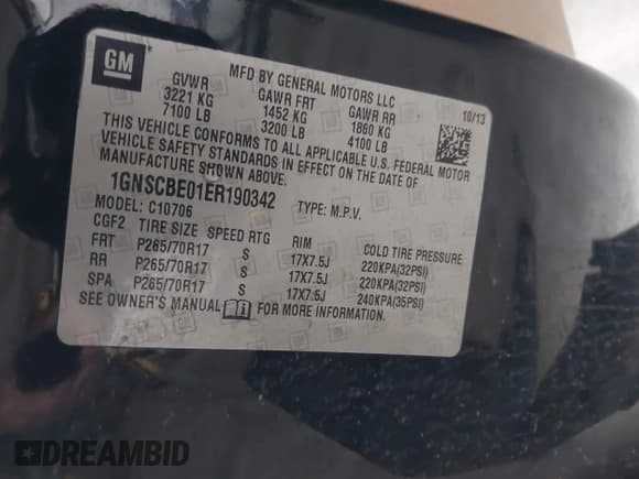 ✅ 2014 Chevrolet Tahoe LT • VIN: 1GNSCBE01ER190342 • Lot: 41578109. Listed on IAAI with 204,781 mi. Free auction sales archive from the USA and detailed vehicle history report at DreamBid. Image 9.