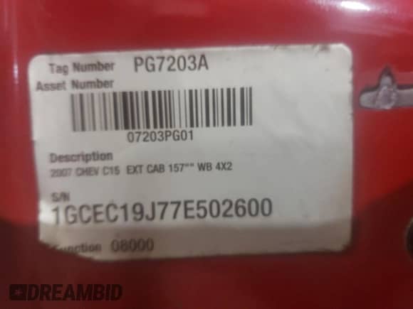 ✅ 2007 Chevrolet Silverado 1500 1LT • VIN: 1GCEC19J77E502600 • Lot: 86089355. Listed on Copart with 274,754 mi miles. Access the free auction sales archive from the USA and view a detailed vehicle history report at DreamBid. Image 12.