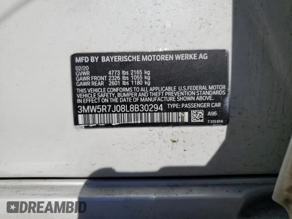 ✅ 2020 BMW 3 Series 330i xDrive • VIN: 3MW5R7J08L8B30294 • Лот: 81766145. Опубликован ранее на Copart с пробегом Не указан. Бесплатный доступ к архиву аукционных продаж из США и подробный отчёт об истории автомобиля на DreamBid. Изображение 13.