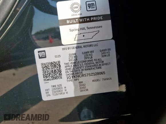 ✅ 2025 Cadillac XT5 FWD Premium Luxury • VIN: 1GYKNCRS7SZ128065 • Lot: 80438445. Listed on Copart with Not provided. Free auction sales archive from the USA and detailed vehicle history report at DreamBid. Image 13.