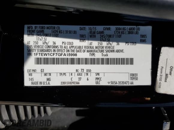 ✅ 2016 Ford F-150 XL • VIN: 1FTEW1CF7GFA15998 • Лот: 72058865. Опубликован ранее на Copart с пробегом 159 067 миль. Бесплатный доступ к архиву аукционных продаж из США и подробный отчёт об истории автомобиля на DreamBid. Изображение 13.