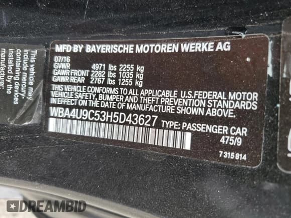 ✅ 2017 BMW 4 Series 430i xDrive • VIN: WBA4U9C53H5D43627 • Lot: 73594203. Wystawiony na Copart z przebiegiem 40 462 mil. Bezpłatny archiwum sprzedaży aukcyjnych z USA i szczegółowy raport historii pojazdu na DreamBid. Zdjęcie 12.