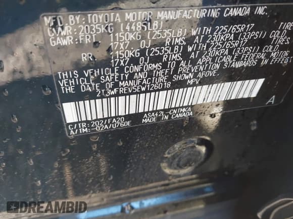 ✅ 2014 Toyota RAV4 XLE • VIN: 2T3WFREV5EW126018 • Лот: 43618408. Опубликован ранее на IAAI с пробегом 138 076 миль. Бесплатный доступ к архиву аукционных продаж из США и подробный отчёт об истории автомобиля на DreamBid. Изображение 9.