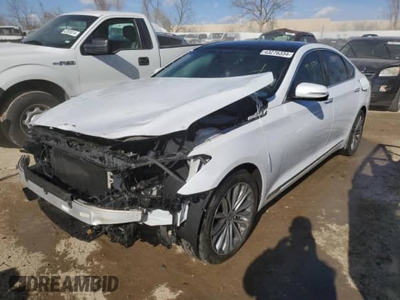2015 Hyundai Genesis 3.8L z VIN KMHGN4JE9FU099044, wystawiony jako Copart lot #43276334 z przebiegiem 95 230 mil mil oraz Szkoda całkowita • Salvage title. Historia ofert i sprzedaży dostępna na DreamBid. Obrazek 1.