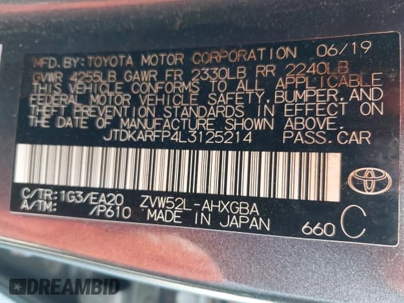 ✅ 2020 Toyota Prius LE • VIN: JTDKARFP4L3125214 • Lot: 43332694. Wystawiony na IAAI z przebiegiem 94 744 mil. Bezpłatny archiwum sprzedaży aukcyjnych z USA i szczegółowy raport historii pojazdu na DreamBid. Zdjęcie 9.