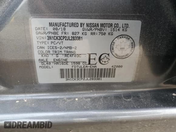 ✅ 2018 Nissan Micra S • VIN: 3N1CK3CP2JL283381 • Лот: 77758774. Опубликован ранее на Copart с пробегом 32 348 миль. Бесплатный доступ к архиву аукционных продаж из США и подробный отчёт об истории автомобиля на DreamBid. Изображение 12.