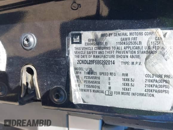 ✅ 2008 Chevrolet Equinox LS • VIN: 2CNDL23F686292014 • Lot: 43410583. Wystawiony na IAAI z przebiegiem 247 707 mil mil. Skorzystaj z bezpłatnego archiwum sprzedaży aukcyjnych z USA i zobacz szczegółowy raport historii pojazdu na DreamBid. Zdjęcie 9.