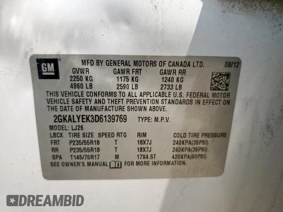 ✅ 2013 GMC Terrain Denali • VIN: 2GKALYEK3D6139769 • Лот: 71888465. Опубликован ранее на Copart с пробегом 166 115 миль. Бесплатный доступ к архиву аукционных продаж из США и подробный отчёт об истории автомобиля на DreamBid. Изображение 13.