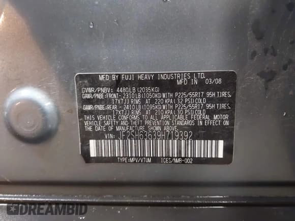 ✅ 2009 Subaru Forester X • VIN: JF2SH63639H719392 • Lot: 43096579. Listed on IAAI with 123,436 mi. Free auction sales archive from the USA and detailed vehicle history report at DreamBid. Image 9.