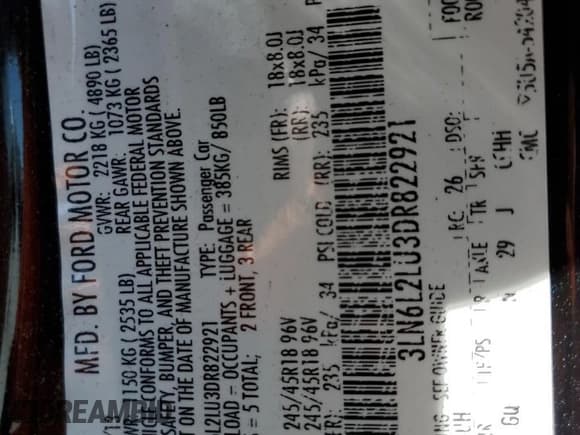 ✅ 2013 Lincoln MKZ Hybrid • VIN: 3LN6L2LU3DR822921 • Lot: 50824305. Listed on Copart with Not provided. Free auction sales archive from the USA and detailed vehicle history report at DreamBid. Image 12.