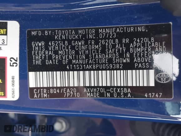 2023 Toyota Camry Hybrid SE с VIN 4T1S31AK8PU059382, выставлен на аукционе IAAI как лот 41843869 с пробегом 30 053 миль миль и . История ставок и продаж доступна на DreamBid. Изображение 9.