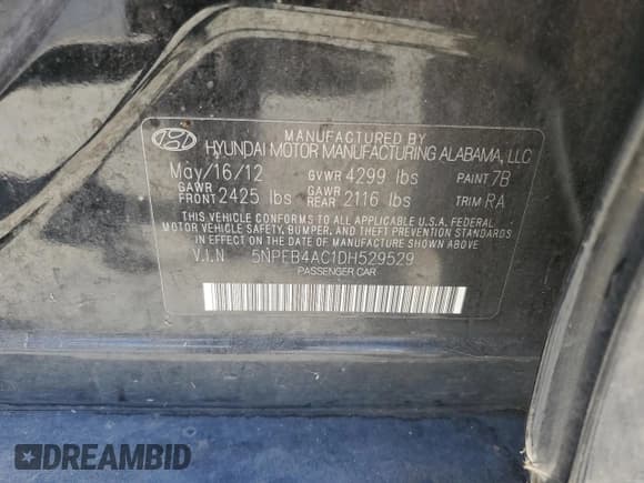 ✅ 2013 Hyundai Sonata GLS • VIN: 5NPEB4AC1DH529529 • Lot: 73203534. Wystawiony na Copart z przebiegiem 144 876 mil. Bezpłatny archiwum sprzedaży aukcyjnych z USA i szczegółowy raport historii pojazdu na DreamBid. Zdjęcie 12.