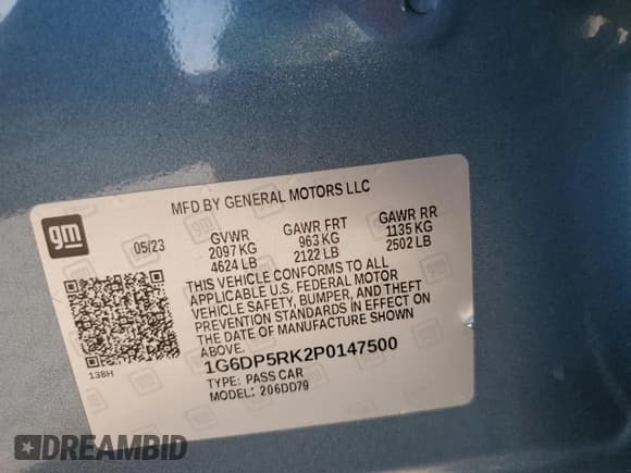 ✅ 2023 Cadillac CT5 Sport • VIN: 1G6DP5RK2P0147500 • Lot: 64986585. Listed on Copart with 43,810 mi. Free auction sales archive from the USA and detailed vehicle history report at DreamBid. Image 12.