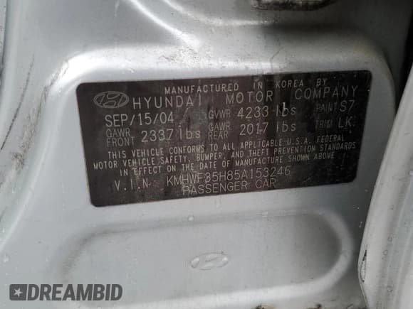 ✅ 2005 Hyundai Sonata GLS • VIN: KMHWF35H85A153246 • Лот: 84218684. Опубликован ранее на Copart с пробегом 138 802 миль. Бесплатный доступ к архиву аукционных продаж из США и подробный отчёт об истории автомобиля на DreamBid. Изображение 14.