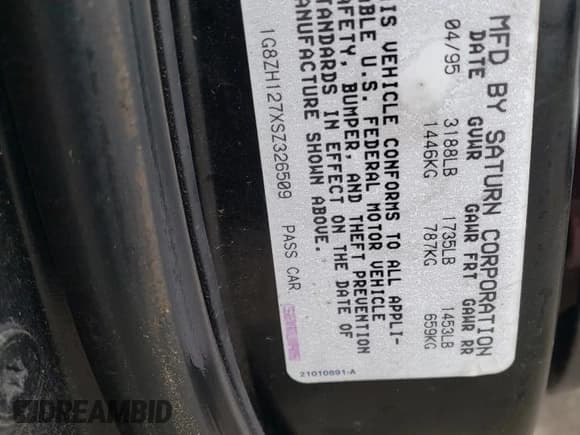 ✅ 1995 Saturn 2dr Coupe • VIN: 1G8ZH127XSZ326509 • Лот: 77352434. Опубликован ранее на Copart с пробегом 108 990 миль. Бесплатный доступ к архиву аукционных продаж из США и подробный отчёт об истории автомобиля на DreamBid. Изображение 12.