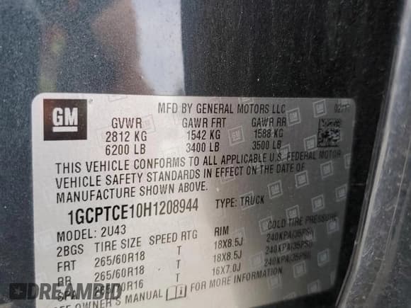 ✅ 2017 Chevrolet Colorado 4WD LT • VIN: 1GCPTCE10H1208944 • Lot: 67736575. Listed on Copart with Not provided. Free auction sales archive from the USA and detailed vehicle history report at DreamBid. Image 12.