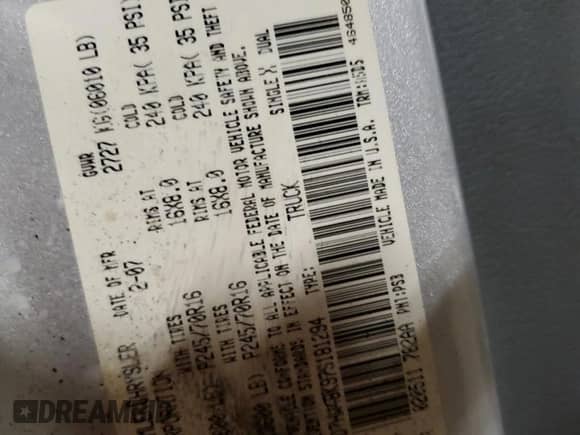 2007 Dodge Dakota SLT z VIN 1D7HW48K97S181294, wystawiony jako Copart lot #87062964 z przebiegiem 110 490 mil mil oraz Szkoda całkowita • Salvage title. Historia ofert i sprzedaży dostępna na DreamBid. Obrazek 12.