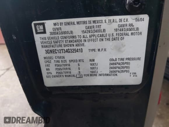 ✅ 2004 Chevrolet Avalanche Z66 • VIN: 3GNEC12T34G329410 • Lot: 43743414. Listed on IAAI with 241,010 mi. Free auction sales archive from the USA and detailed vehicle history report at DreamBid. Image 9.