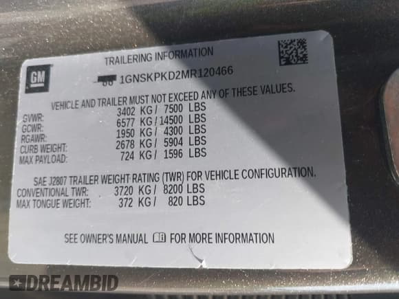 ✅ 2021 Chevrolet Tahoe Z71 • VIN: 1GNSKPKD2MR120466 • Lot: 42515016. Listed on IAAI with 79,366 mi. Free auction sales archive from the USA and detailed vehicle history report at DreamBid. Image 9.