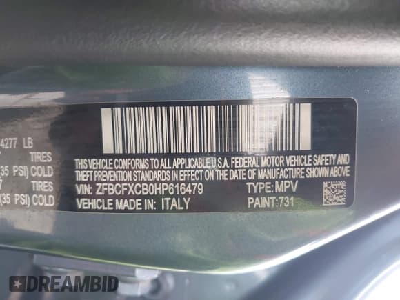 ✅ 2017 FIAT 500X Urbana Edition • VIN: ZFBCFXCB0HP616479 • Lot: 42055424. Listed on IAAI with 72,516 mi. Free auction sales archive from the USA and detailed vehicle history report at DreamBid. Image 9.