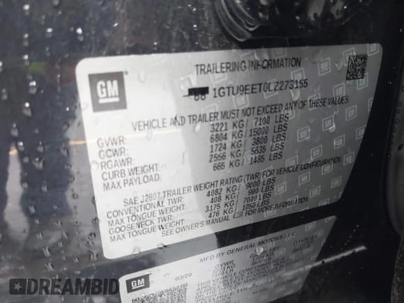 ✅ 2020 GMC Sierra 1500 AT4 • VIN: 1GTU9EET0LZ273155 • Lot: 43336107. Wystawiony na IAAI z przebiegiem 77 877 mil. Bezpłatny archiwum sprzedaży aukcyjnych z USA i szczegółowy raport historii pojazdu na DreamBid. Zdjęcie 9.