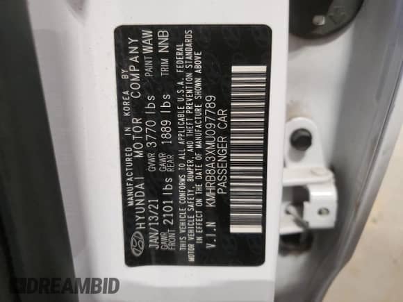 2021 Hyundai Venue SE с VIN KMHRB8A3XMU097789, выставлен на аукционе Copart как лот 78948324 с пробегом 74 818 миль миль и Списание • Salvage title. История ставок и продаж доступна на DreamBid. Изображение 15.