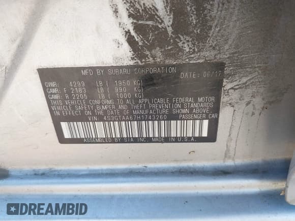 ✅ 2017 Subaru Impreza • VIN: 4S3GTAA67H1743260 • Lot: 42660887. Listed on IAAI with 196,021 mi. Free auction sales archive from the USA and detailed vehicle history report at DreamBid. Image 9.