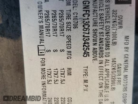 ✅ 2007 Chevrolet Tahoe LS • VIN: 1GNFC13C67J342545 • Lot: 70907235. Listed on Copart with 241,013 mi. Free auction sales archive from the USA and detailed vehicle history report at DreamBid. Image 13.