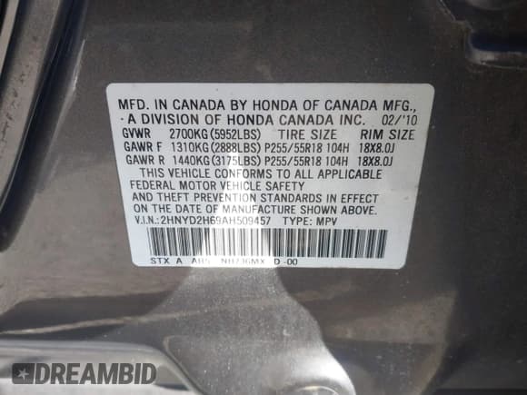 ✅ 2010 Acura MDX Technology • VIN: 2HNYD2H69AH509457 • Лот: 43691778. Опубликован ранее на IAAI с пробегом 237 079 миль. Бесплатный доступ к архиву аукционных продаж из США и подробный отчёт об истории автомобиля на DreamBid. Изображение 9.