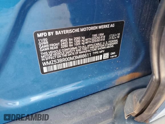 ✅ 2021 MINI Countryman Cooper S • VIN: WMZ53BR00M3M88611 • Lot: 66315865. Listed on Copart with 22,671 mi. Free auction sales archive from the USA and detailed vehicle history report at DreamBid. Image 13.