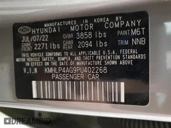 ✅ 2023 Hyundai Elantra Limited • VIN: KMHLP4AG9PU402268 • Lot: 81453675. Listed on Copart with 55,368 mi. Free auction sales archive from the USA and detailed vehicle history report at DreamBid. Image 12.