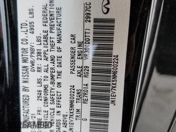 ✅ 2022 Infiniti Q60 Luxe • VIN: JN1EV7KK5NM600224 • Лот: 51120885. Опубликован ранее на Copart с пробегом 13 407 миль. Бесплатный доступ к архиву аукционных продаж из США и подробный отчёт об истории автомобиля на DreamBid. Изображение 14.