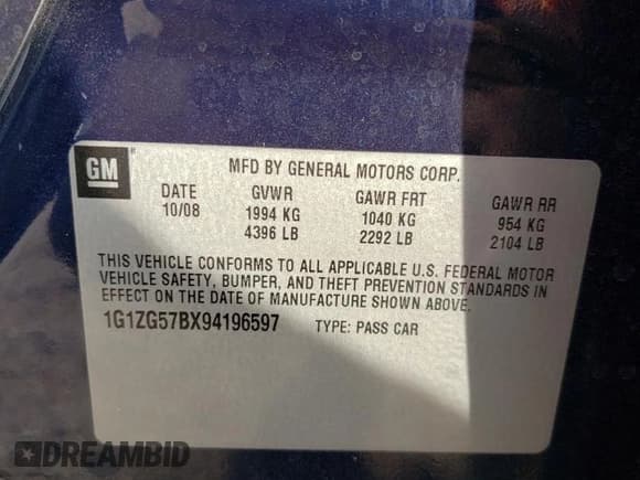 ✅ 2009 Chevrolet Malibu 1LS • VIN: 1G1ZG57BX94196597 • Lot: 70607904. Listed on Copart with 138,446 mi. Free auction sales archive from the USA and detailed vehicle history report at DreamBid. Image 14.