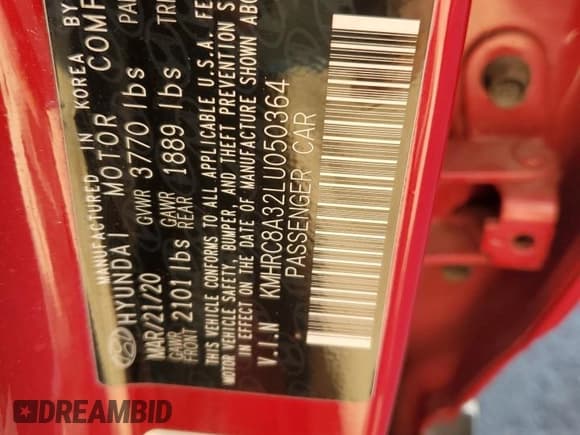 ✅ 2020 Hyundai Venue SEL • VIN: KMHRC8A32LU050364 • Lot: 74081064. Listed on Copart with 35,592 mi. Free auction sales archive from the USA and detailed vehicle history report at DreamBid. Image 14.