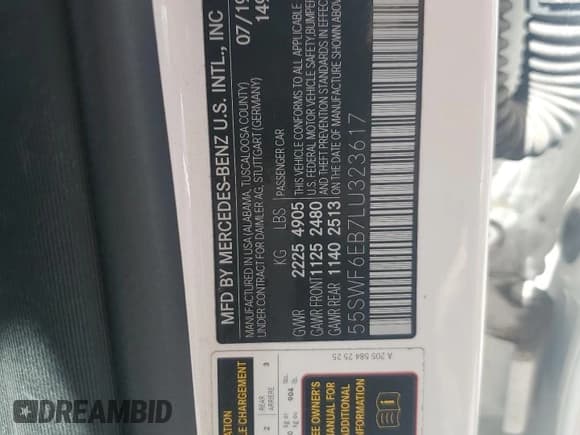 ✅ 2020 Mercedes-Benz C 43 AMG • VIN: 55SWF6EB7LU323617 • Lot: 67489915. Wystawiony na Copart z przebiegiem 48 243 mil. Bezpłatny archiwum sprzedaży aukcyjnych z USA i szczegółowy raport historii pojazdu na DreamBid. Zdjęcie 12.