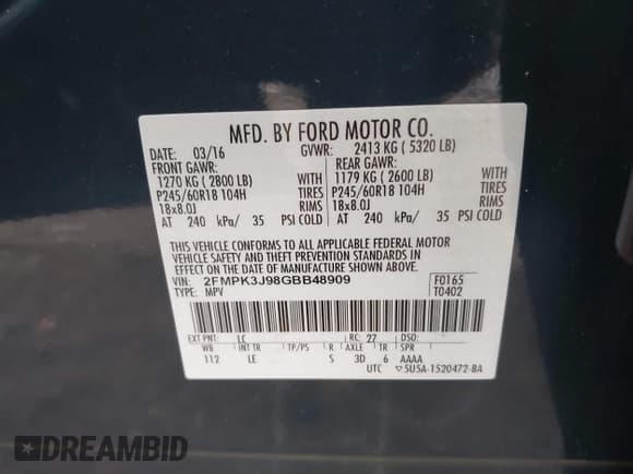 ✅ 2016 Ford Edge SEL • VIN: 2FMPK3J98GBB48909 • Lot: 43756884. Wystawiony na IAAI z przebiegiem 149 355 mil. Bezpłatny archiwum sprzedaży aukcyjnych z USA i szczegółowy raport historii pojazdu na DreamBid. Zdjęcie 9.